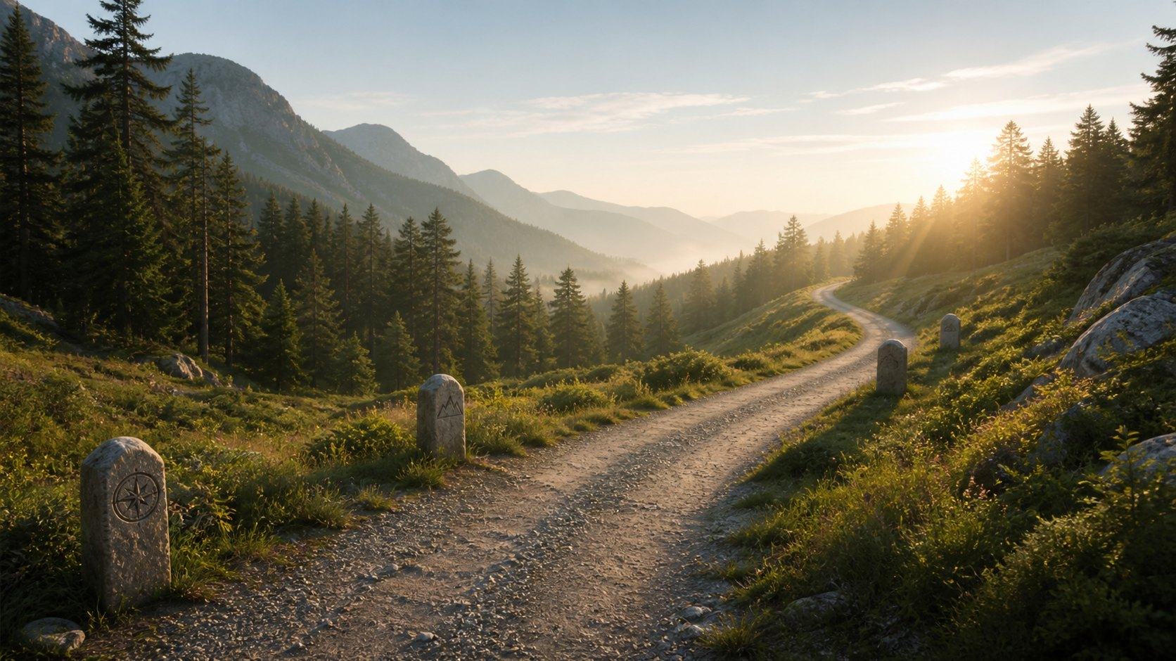 Mountain road with natural waypoints representing detox residential PHP and IOP levels of care