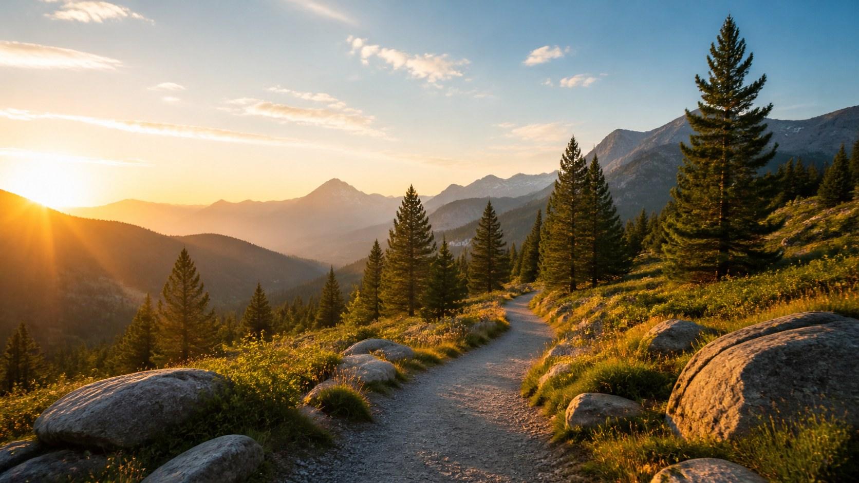 Sunrise mountain path representing sober living after treatment and a stable recovery transition